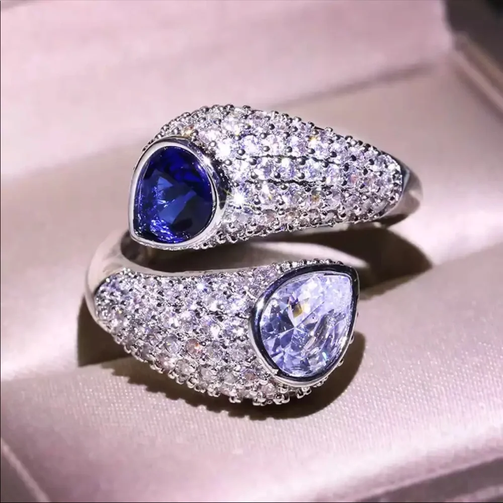 New Women’s 925 Silver Beautiful Sapphire Ring - Picture 1 of 5